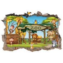 Vinilos decorativos infantiles agujero 3d animales del zoo