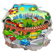 Vinilos agujero 3d ciudad infantil