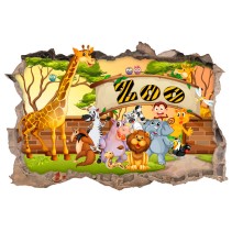Vinilos decorativos infantiles agujero 3d zoo