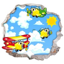 Vinilos infantiles agujero 3d aviones