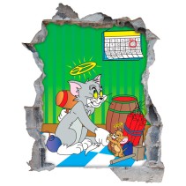 Vinilos agujero 3d dibujos gato y ratón tom y jerry