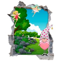 Vinilos infantiles agujero 3d gnomo y hadas mágicas