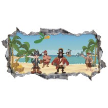 Vinilos agujero 3d piratas isla caribe