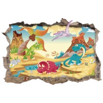 Vinilo agujero 3d infantil dinosaurios en el jurásico