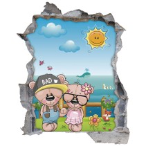 Vinilos infantiles agujero 3d ositos modernos