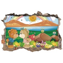 Vinilos infantiles agujero 3d ositos amorosos