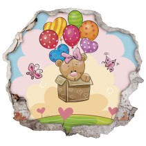 Vinilos infantiles agujero 3d osito y globos