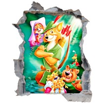 Vinilos agujero pared 3d robin hood disney