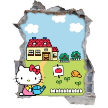Vinilos agujero 3d hello kitty