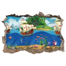 Vinilos agujero 3d carabelas de viaje a américa