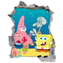 Vinilos agujero 3d bob esponja