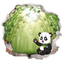 Vinilos agujero 3d oso panda infantil