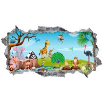 Vinilos agujero 3d infantiles dibujo animales naturaleza