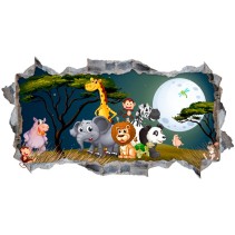 Vinilos decorativos infantiles agujero 3d animales naturaleza