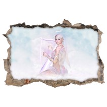 Vinilos decorativos agujero 3d ilustración mujer ángel