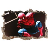 Vinilos agujero 3d spiderman saltando