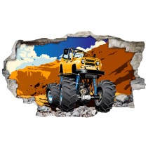 Vinilos agujero 3d ilustración monster truck