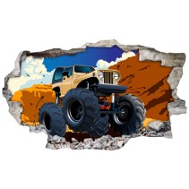 Vinilos ilustración monster truck agujero 3d