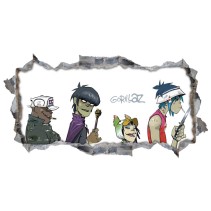 Vinilos decorativos agujero pared 3d gorillaz