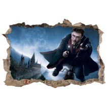 Vinilos agujero 3d harry potter volando