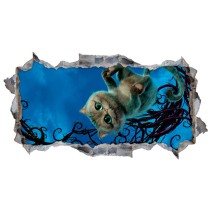 Vinilos agujero 3d gato alicia en el país de las maravillas