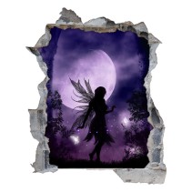 Vinilos agujero 3d hada mágica con luna llena