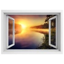 Vinilos ventanas 3d amanecer río neris lituania