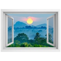 Vinilos ventanas 3d atardecer paisaje sri lanka