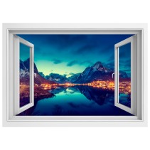 Vinilos ventanas 3d atardecer en reine noruega