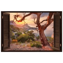 Vinilos ventana 3d amanecer costa de crimea