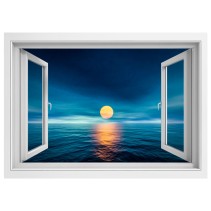 Vinilos efecto ventana 3d atardecer en el mar