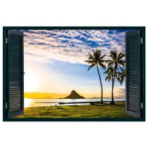 Vinilos efecto ventana 3d atardecer en hawái