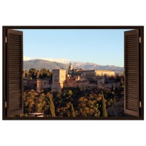 Vinilos efecto ventana 3d con vistas a la alhambra