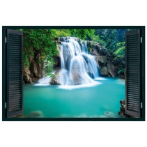 Vinilos efecto ventana 3d cascada huai mae khamin tailandia