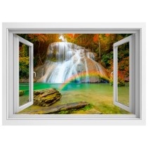 Vinilos efecto ventana 3d arcoíris en la cascada