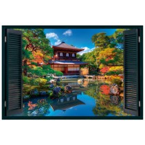 Vinilos efecto ventana 3d ginkaku ji kioto japón