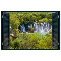 Vinilos efecto ventana 3d cascadas naturaleza