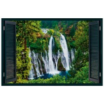 Vinilos efecto ventana 3d cascada montaña