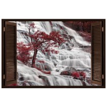 Vinilo ventana 3d cascadas de tailandia