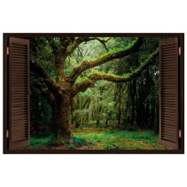 Vinilo ventanas 3d árboles en la naturaleza