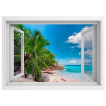 Vinilos ventana 3d paisaje islas seychelles