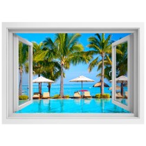Vinilo ventana 3d playas de isla mauricio