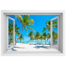Vinilos ventanas 3d palmeras en la playa