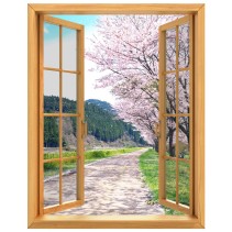 Vinilos ventana 3d árbol cerezo japón