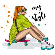 Vinilos decorativos chica skater my style