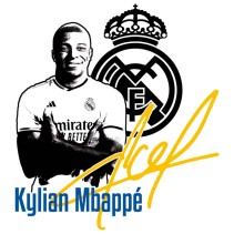 Vinilos fútbol kylian mbappé real madrid firma