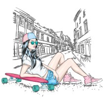 Vinilos juveniles mujer skater
