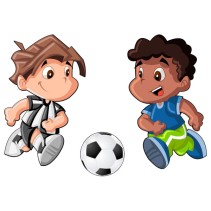 Vinilos infantiles niños jugando fútbol