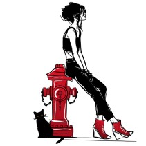 Vinilos decorativos mujer joven con gato