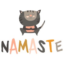 Vinilos decorativos gatito con frase de yoga namaste